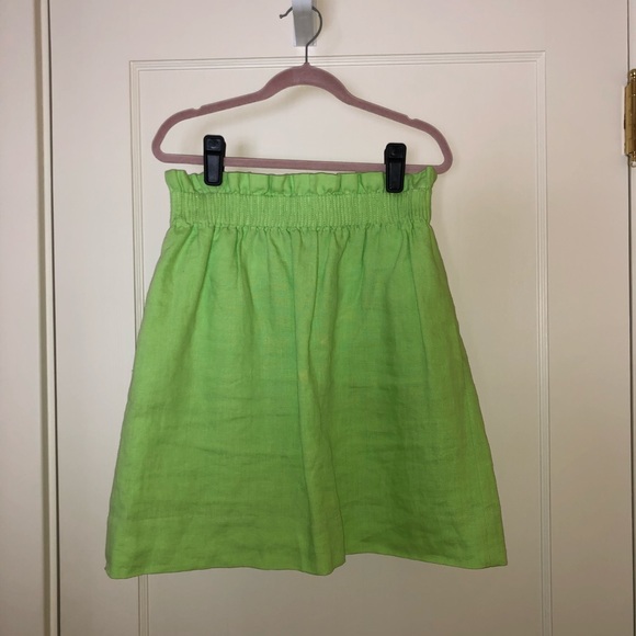 J. Crew Bright Green City Mini Linen Skirt - Picture 1 of 4